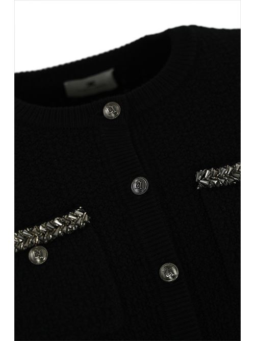 Cardigan in boucle' nero Elisabetta Franchi | MK17S47E2110